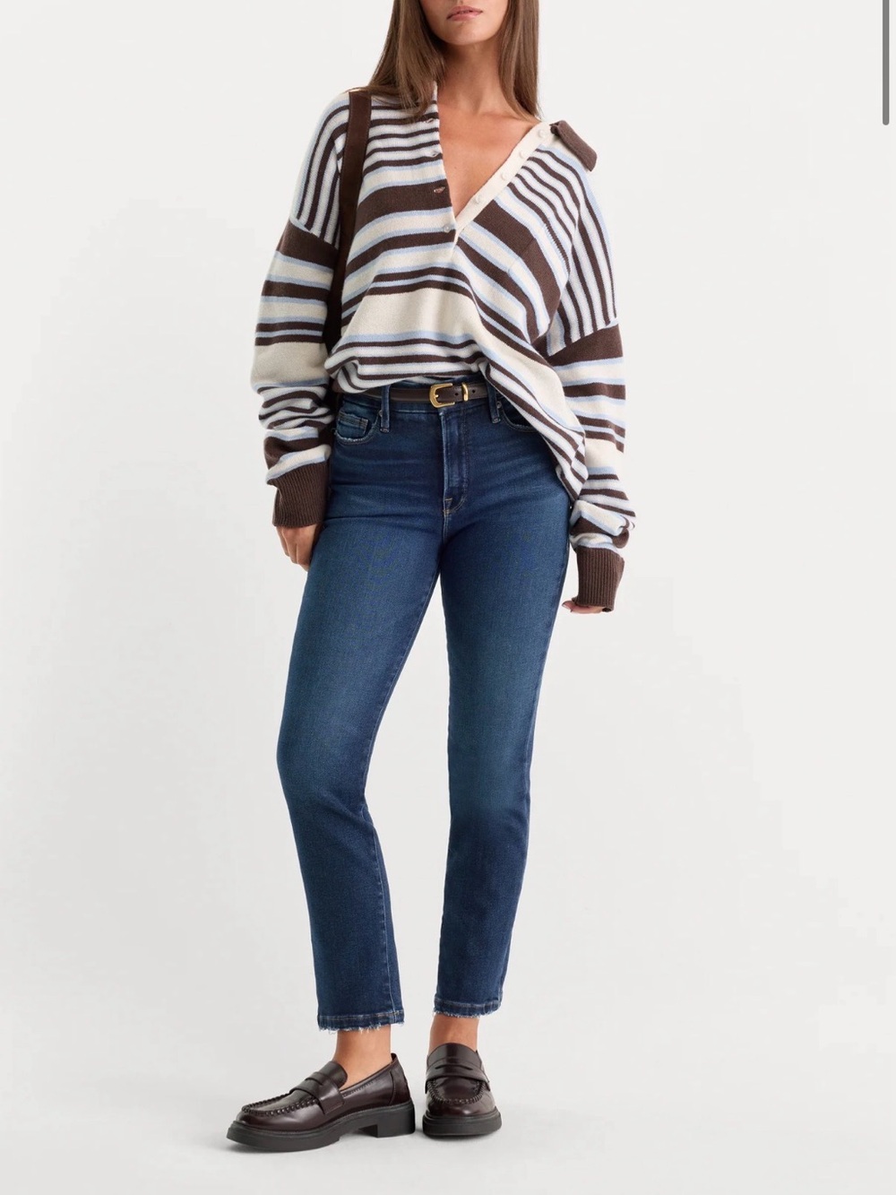 Good American Dark Blue Cropped High-Rise Skinny Jeans